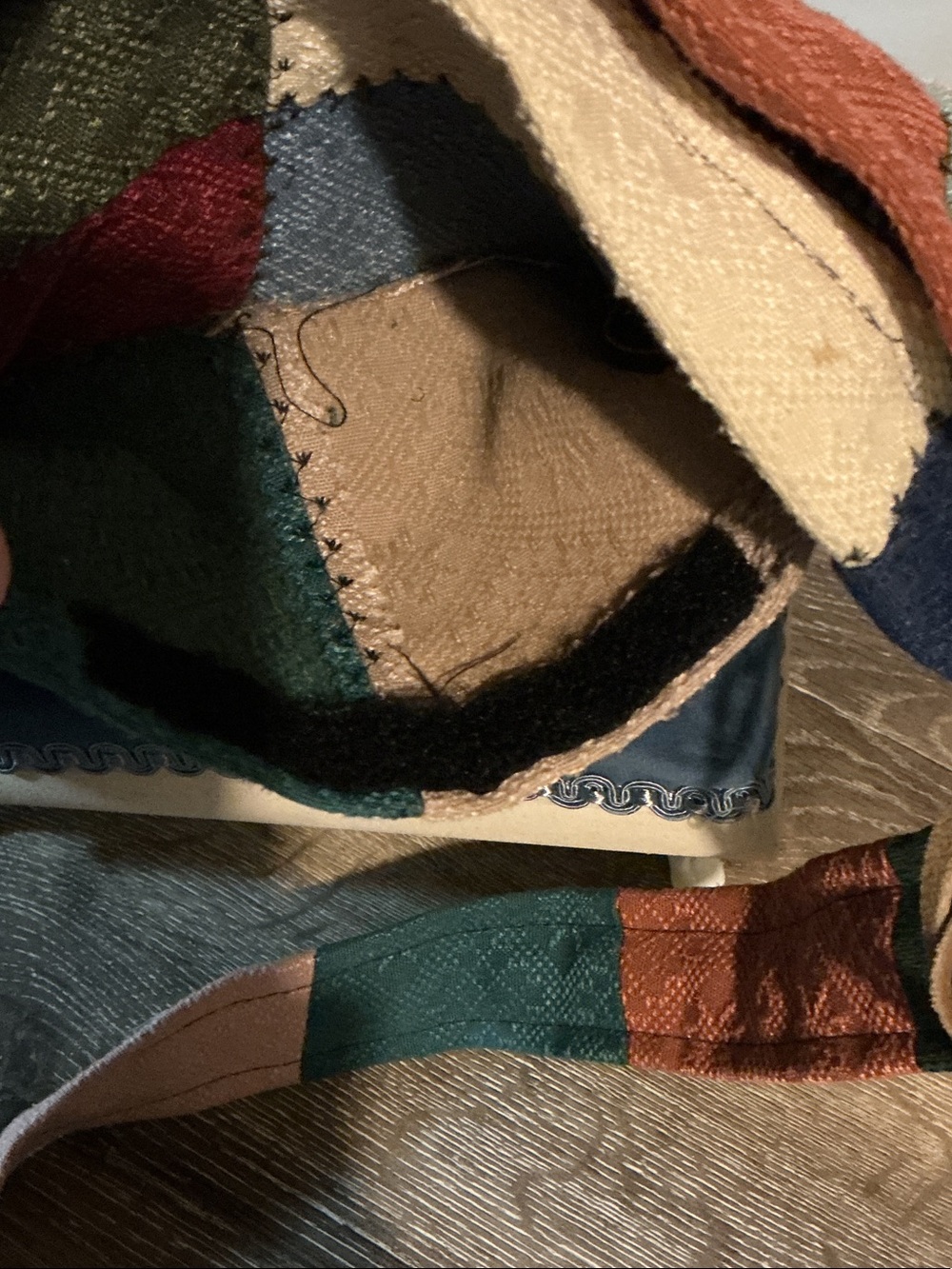 Handmade Patchwork Shoulder Bag in Multi Color with Contrast Panels 14x9x3 EUC - Picture 6 of 6